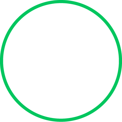 Un círculo verde simple con un contorno fino sobre un fondo blanco.