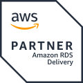 Logotipo del socio de AWS que indica la entrega de Amazon RDS.